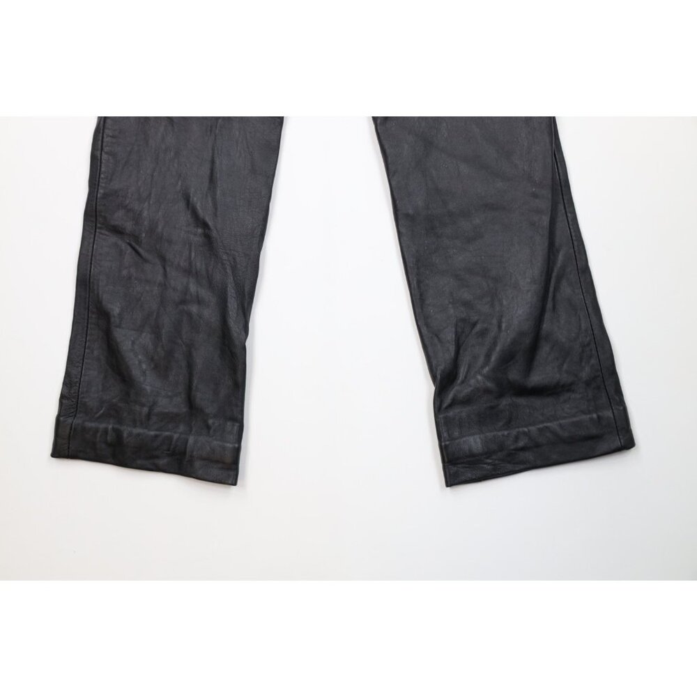 Vintage 90s Streetwear Womens 4 Distressed Soft Lambskin Leather Pants Black - Picture 14 of 15